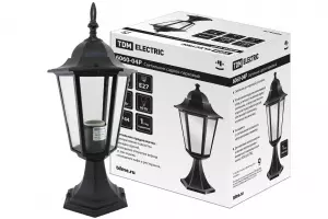 ЭЛМАКС - Светильник 6060-04Р садово-парковый шестигранник, 60 Вт, стойка, черный, в разборе, Ч/Б, TDM элмакс, электротехника, кабель, светотехника, elmax.pro