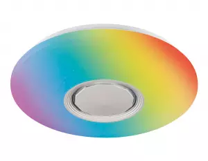 ЭЛМАКС - Музыкальный светодиодный светильник c подсветкой RGB FF200 WH/CH белый 48W D395*80 (ПДУ ИК) элмакс, электротехника, кабель, светотехника, elmax.pro