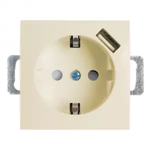 ЭЛМАКС - Розетка 1-местная с/з (механизм) и с USB, серия Эрна, PST16-9111-02, слоновая кость элмакс, электротехника, кабель, светотехника, elmax.pro