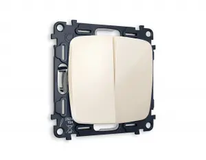 ЭЛМАКС - Комплект механизма 2-клавишного проходного выключателя OMEGA MO303020 Бежевый глянец 10A-250V QUANT  элмакс, электротехника, кабель, светотехника, elmax.pro