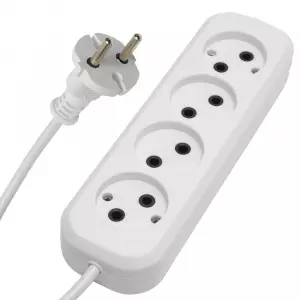 ЭЛМАКС - Удлинитель четырехместный б/з, 2x0,75, 5м, серия Home HM01-40-05 (У10-429), белый элмакс, электротехника, кабель, светотехника, elmax.pro