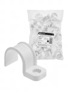 ЭЛМАКС - Крепеж-скоба для трубы 32 мм односторонняя для прямого монтажа (25 шт.) белая TDM элмакс, электротехника, кабель, светотехника, elmax.pro