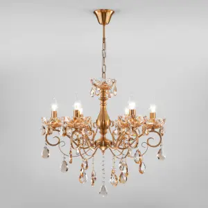 ЭЛМАКС - Подвесная хрустальная люстра 10109/6 бронза/тонированный хрусталь Strotskis элмакс, электротехника, кабель, светотехника, elmax.pro