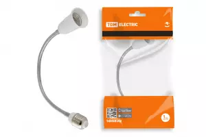 ЭЛМАКС - Переходник Е27-Е27 гибкий 300мм, белый, TDM элмакс, электротехника, кабель, светотехника, elmax.pro