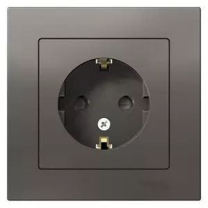 ЭЛМАКС - ATLASDESIGN РОЗЕТКА с заземлением со шторками, 16А, в сборе, СТАЛЬ элмакс, электротехника, кабель, светотехника, elmax.pro