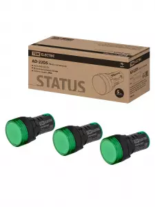 ЭЛМАКС - STATUS Лампа сигнальная AD-22DS, LED, d22 мм, 24-440 В AC/DC, зеленый TDM элмакс, электротехника, кабель, светотехника, elmax.pro