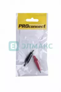 ЭЛМАКС - Зажим крокодил в изоляторе, длина 46 мм, ток 5A, (2шт. ) (пакет) PROconnect элмакс, электротехника, кабель, светотехника, elmax.pro