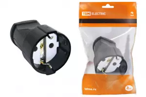 ЭЛМАКС - Кабельная розетка 2П+3 16А 250B черная TDM элмакс, электротехника, кабель, светотехника, elmax.pro