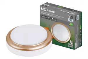 ЭЛМАКС - Светильник накладной LED ДПО "Антарес" 15Вт 4000К круг 180*66 мм мат.золото IP54 TDM элмакс, электротехника, кабель, светотехника, elmax.pro