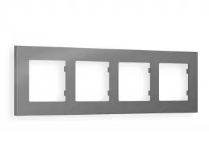 ЭЛМАКС - Рамка ALFA Qubi (Сталь матовый) 4-ая AF250504 элмакс, электротехника, кабель, светотехника, elmax.pro