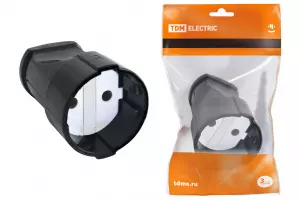 ЭЛМАКС - Кабельная розетка 2П б/з 10А 250B черная TDM элмакс, электротехника, кабель, светотехника, elmax.pro