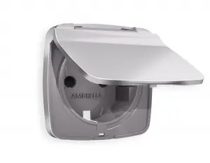 ЭЛМАКС - Лицевая панель OMEGA (Сталь матовый) для электрической розетки с заземлением со шторками и защитной  элмакс, электротехника, кабель, светотехника, elmax.pro