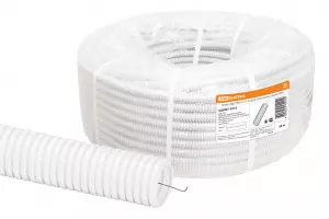 ЭЛМАКС - Труба гофр. ПВХ d 16 с зондом (50 м) легкая, белая TDM элмакс, электротехника, кабель, светотехника, elmax.pro