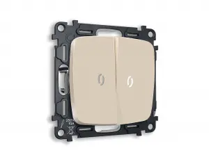 ЭЛМАКС - Комплект механизма 2-клавишного выключателя с подсветкой 5600K (нейтральный белый свет) OMEGA MO3240 элмакс, электротехника, кабель, светотехника, elmax.pro