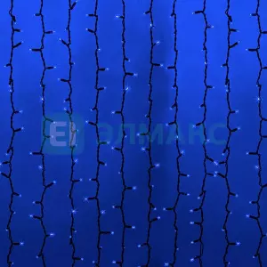 Гирлянда "Светодиодный Дождь" 2х1,5м, постоянное свечение, черный провод, 230 В, диоды СИНИЕ, 360 LE