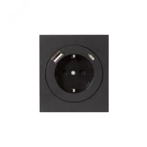 ЭЛМАКС - Розетка STRONG 1-ая с/з с/у з/ш 16А с USB A+C быстрой зарядки 5В/3А антрацит KRANZ элмакс, электротехника, кабель, светотехника, elmax.pro