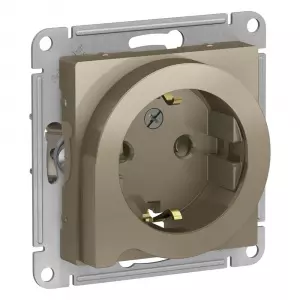 ЭЛМАКС - ATLASDESIGN РОЗЕТКА с заземлением со шторками с выталк., 16А, механизм, ШАМПАНЬ элмакс, электротехника, кабель, светотехника, elmax.pro