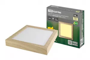 ЭЛМАКС - Светильник накладной светодиодный квадрат "Даунлайт" СПО (сосна) 18 Вт 225*225*32 мм 3000К TDM элмакс, электротехника, кабель, светотехника, elmax.pro