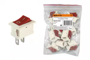 ЭЛМАКС - Клавишный переключатель YL-211-04 белый корпус красная клавиша 2 положения 1з TDM элмакс, электротехника, кабель, светотехника, elmax.pro