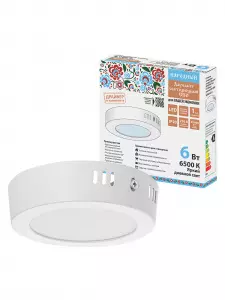 Светильник светодиодный накладной "Даунлайт НАРОДНЫЙ" круг СПО (белый) алюминий 6Вт 6500К