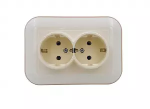 розетка 2 поста OVIVO Loft с заземлением крем/крафт