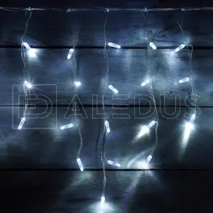 ЭЛМАКС - Бахрома (Айсикл) ALEDUS, 220 В, 3x0.5 м, IP65, прозрачный провод, белый, с мерцанием, б/БП элмакс, электротехника, кабель, светотехника, elmax.pro