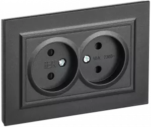 ЭЛМАКС - BRITE Роз. 2-я без з/к с з/ш 10А в сб. РСш12-2-БрЧ черн. IEK элмакс, электротехника, кабель, светотехника, elmax.pro