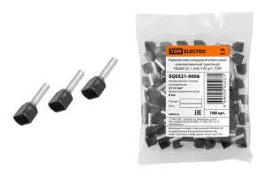 ЭЛМАКС - Наконечник штыревой втулочный изолированный (двойной) НШвИ (2) 1,5х8 (100 шт) TDM элмакс, электротехника, кабель, светотехника, elmax.pro