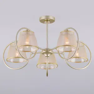 ЭЛМАКС - Потолочная люстра с абажурами 60093/5 перламутровое золото элмакс, электротехника, кабель, светотехника, elmax.pro