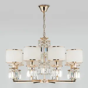 ЭЛМАКС - Подвесная люстра с абажурами 10099/8 золото/прозрачный хрусталь Strotskis элмакс, электротехника, кабель, светотехника, elmax.pro