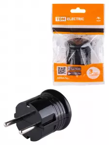 ЭЛМАКС - Вилка с/з круглая черная 10А 250В TDM элмакс, электротехника, кабель, светотехника, elmax.pro