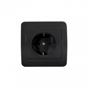 Розетка одинарная с заземлением CLASSICO черная 2028B IN HOME