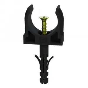 ЭЛМАКС - Крепеж-клипса с дюбелем и саморезом черная d16 мм (100шт/1500шт уп/кор) Промрукав элмакс, электротехника, кабель, светотехника, elmax.pro