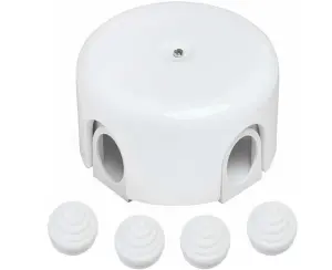 ЭЛМАКС - Распределительная коробка 78мм, керамика, цвет белый (4 кабельных ввода в комплекте) элмакс, электротехника, кабель, светотехника, elmax.pro