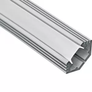 ЭЛМАКС - Профиль алюминиевый "угловой с фаской", серебро, CAB272 с матовым экраном, 2 заглушками, 4 крепежами элмакс, электротехника, кабель, светотехника, elmax.pro