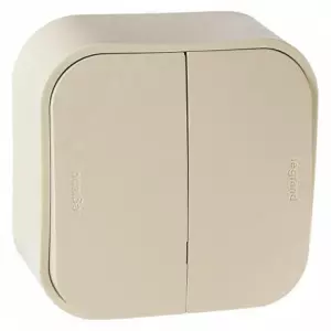 ЭЛМАКС - Quteo Выключатель двухклавишный наружный бежевый 10А элмакс, электротехника, кабель, светотехника, elmax.pro