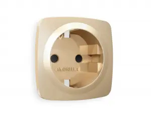 ЭЛМАКС - Лицевая панель OMEGA (Шампань) для электрической розетки с заземлением со шторками QUANT OP6070 элмакс, электротехника, кабель, светотехника, elmax.pro