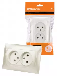 ЭЛМАКС - Розетка двойная 2П 10А 250В перламутр "Лама" TDM элмакс, электротехника, кабель, светотехника, elmax.pro