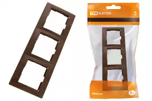 ЭЛМАКС - Рамка 3-х постовая горизонтальная "ЭКО" (бук) "Таймыр" TDM элмакс, электротехника, кабель, светотехника, elmax.pro