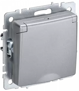 ЭЛМАКС - BRITE Роз. с з/к/ш с кр. 16А IP44 РСбш10-3-44-БрА алюм. IEK элмакс, электротехника, кабель, светотехника, elmax.pro