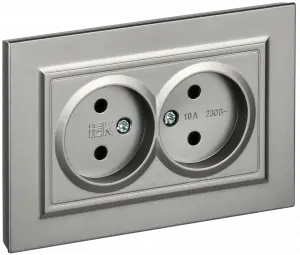 ЭЛМАКС - BRITE Роз. 2-я без з/к/ш 10А в сб. РС12-2-БрС сталь IEK элмакс, электротехника, кабель, светотехника, elmax.pro