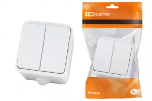 ЭЛМАКС - Выключатель 2-кл. OУ IP44 10А белый "Орель"TDM элмакс, электротехника, кабель, светотехника, elmax.pro