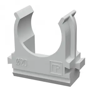 Крепёж-клипса для труб d20 мм безгалогенная (HF) атмосферостойкая серая (100шт/1500шт уп/кор) Промру