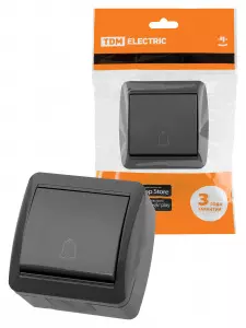 ЭЛМАКС - Кнопка звонковая открытой установки IP44 6А серая "Селигер" TDM элмакс, электротехника, кабель, светотехника, elmax.pro