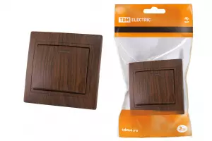 ЭЛМАКС - Выключатель 1 кл. с подсветкой 10А "ЭКО" (бук) "Таймыр" TDM элмакс, электротехника, кабель, светотехника, elmax.pro