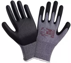 Перчатки черная полиэстер-спандекс основа с microfoam нитриловым покрытием ладони и пальцев черного цвета, индивидуальная упаковка, р-р 7, 8, 9, 10