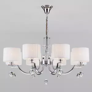 ЭЛМАКС - Подвесная люстра с с белыми абажурами 60095/8 хром элмакс, электротехника, кабель, светотехника, elmax.pro