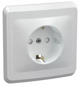РСш10-3-ВБ Розетка 1местн. c з/к c защ.штор. 16А ВЕГА (белый) IEK