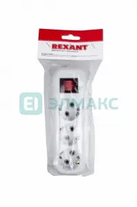 ЭЛМАКС - Колодка 3 гнезда с кнопкой c заземлением REXANT элмакс, электротехника, кабель, светотехника, elmax.pro