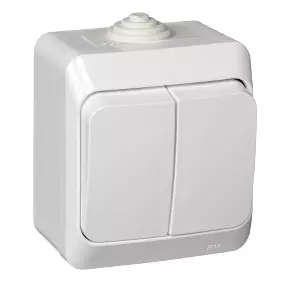 ЭЛМАКС - Выключатель 2кл. ОП белый IP44 ЭТЮД (14/112) (ВА10-042В) элмакс, электротехника, кабель, светотехника, elmax.pro